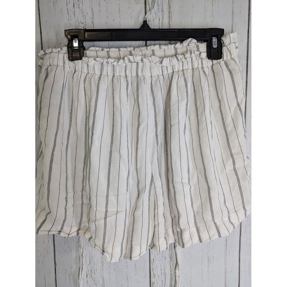 American Eagle Size‎ Large Black White Stripe Paperbag Drawstring Flowy Shorts - Picture 7 of 7